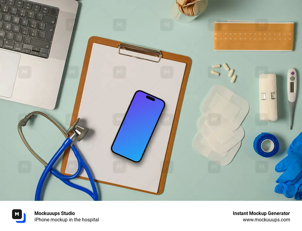 iPhone mockup in the hospital
