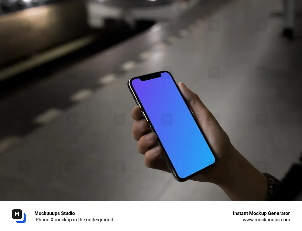 iPhone X mockup in the underground