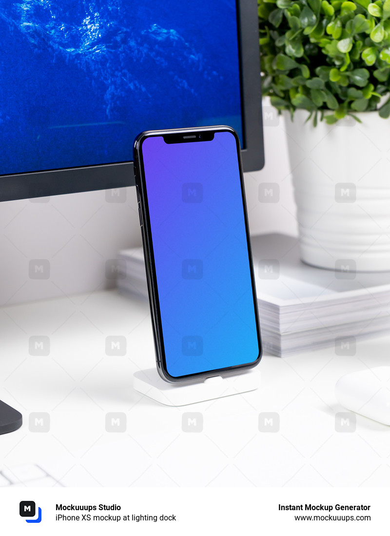 iPhone XS mockup at lighting dock