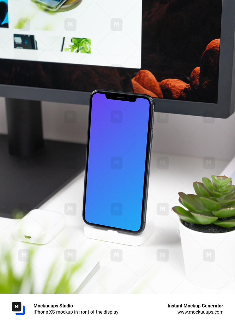 iPhone XS mockup in front of the display