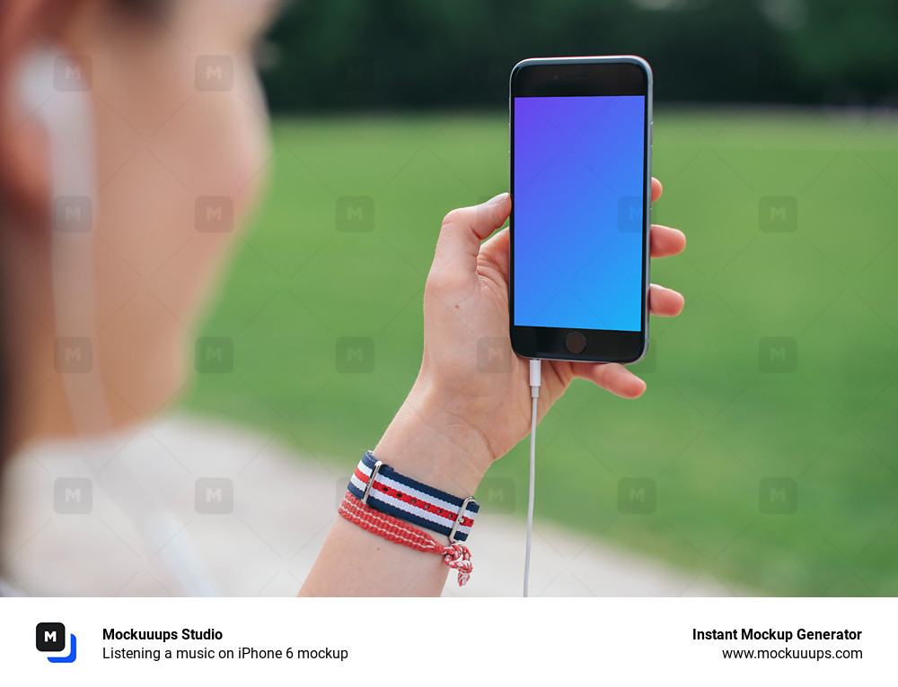 Listening a music on iPhone 6 mockup