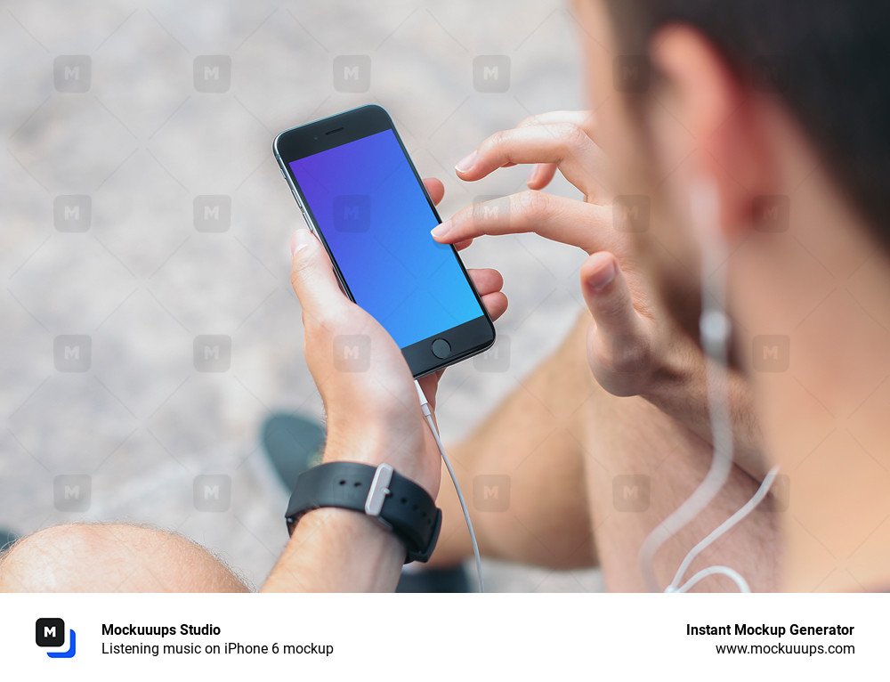 Listening music on iPhone 6 mockup