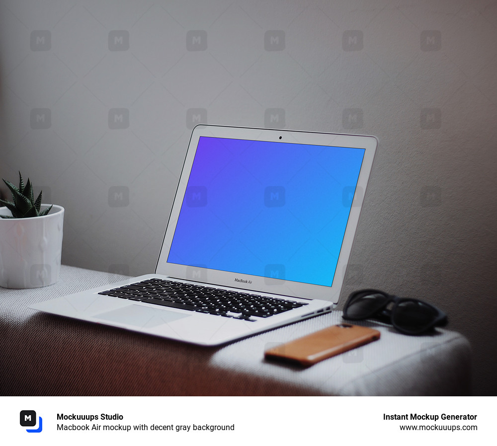 Macbook Air mockup with decent gray background