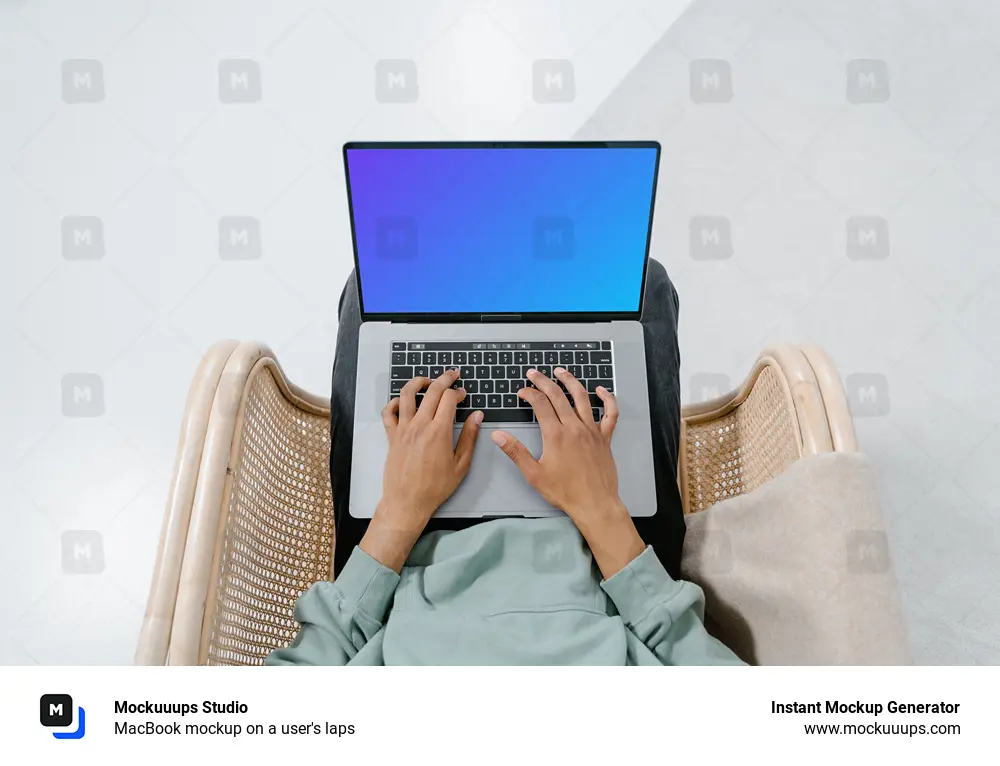 MacBook mockup on a user's laps