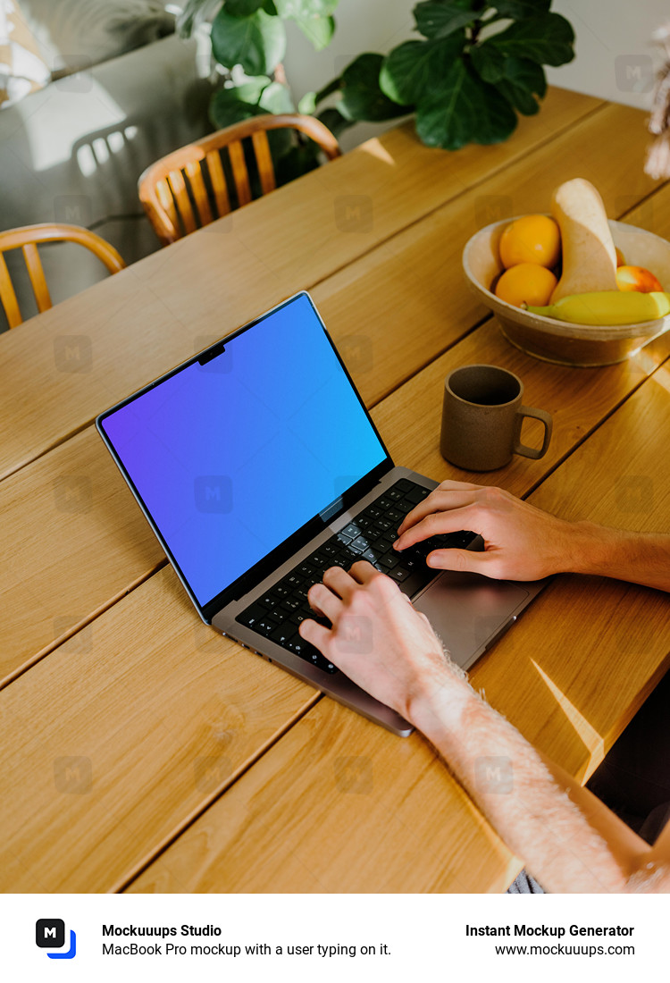MacBook Pro mockup with a user typing on it.