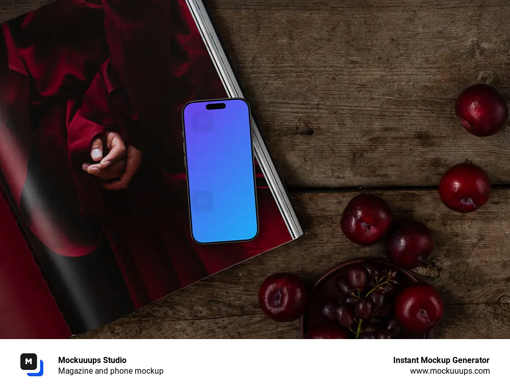 Magazine and phone mockup