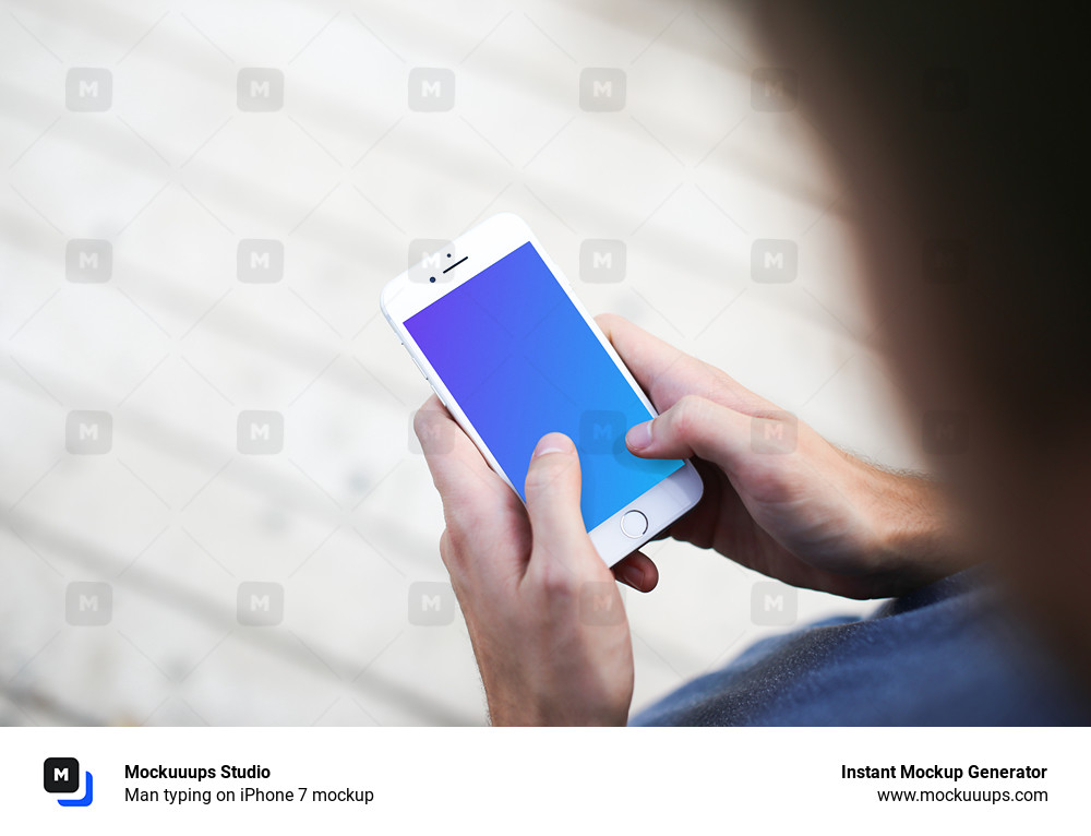 Man typing on iPhone 7 mockup