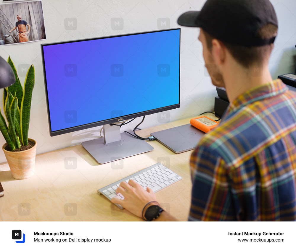 Man working on Dell display mockup