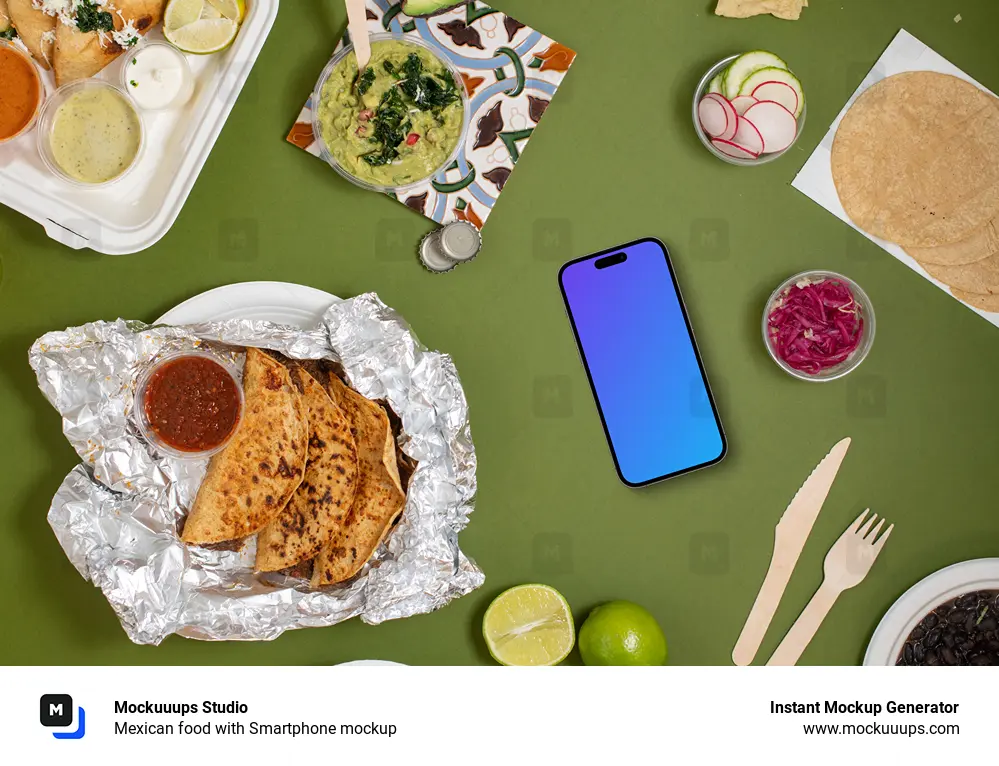 Mexican food with Smartphone mockup