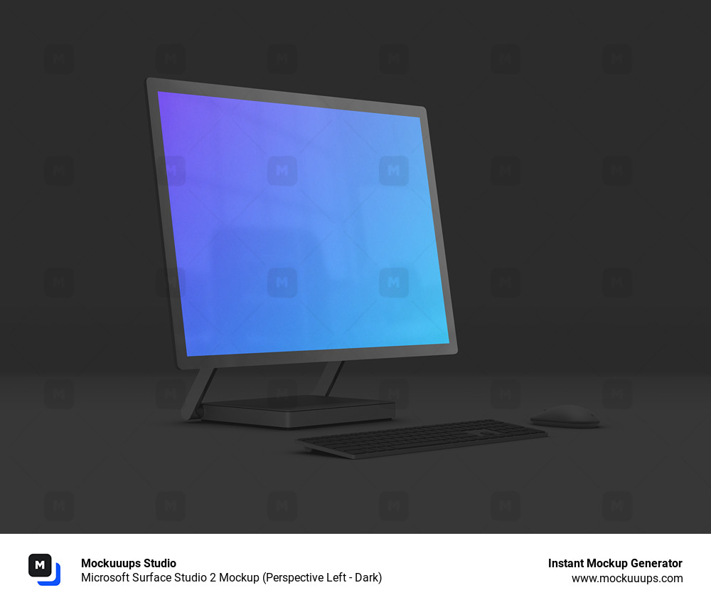 Microsoft Surface Studio 2 Mockup (Perspective Left - Dark)