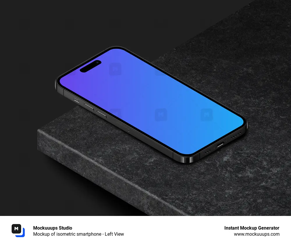 Mockup of isometric smartphone - Left View