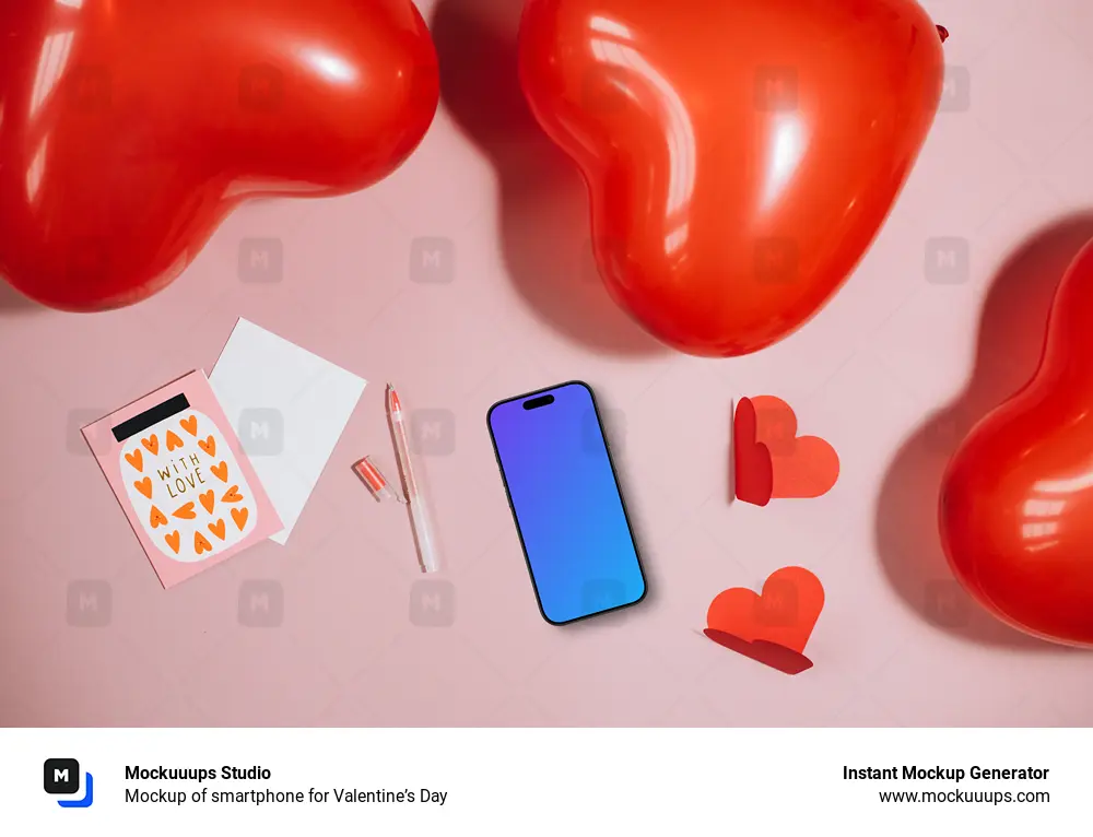 Mockup of smartphone for Valentine’s Day