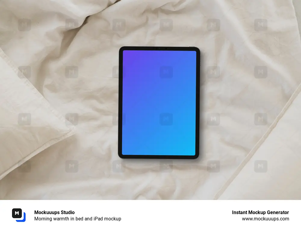 Morning warmth in bed and iPad mockup