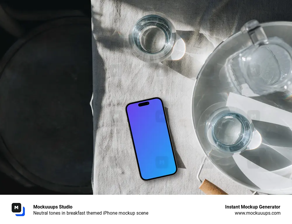 Neutral tones in breakfast themed iPhone mockup scene