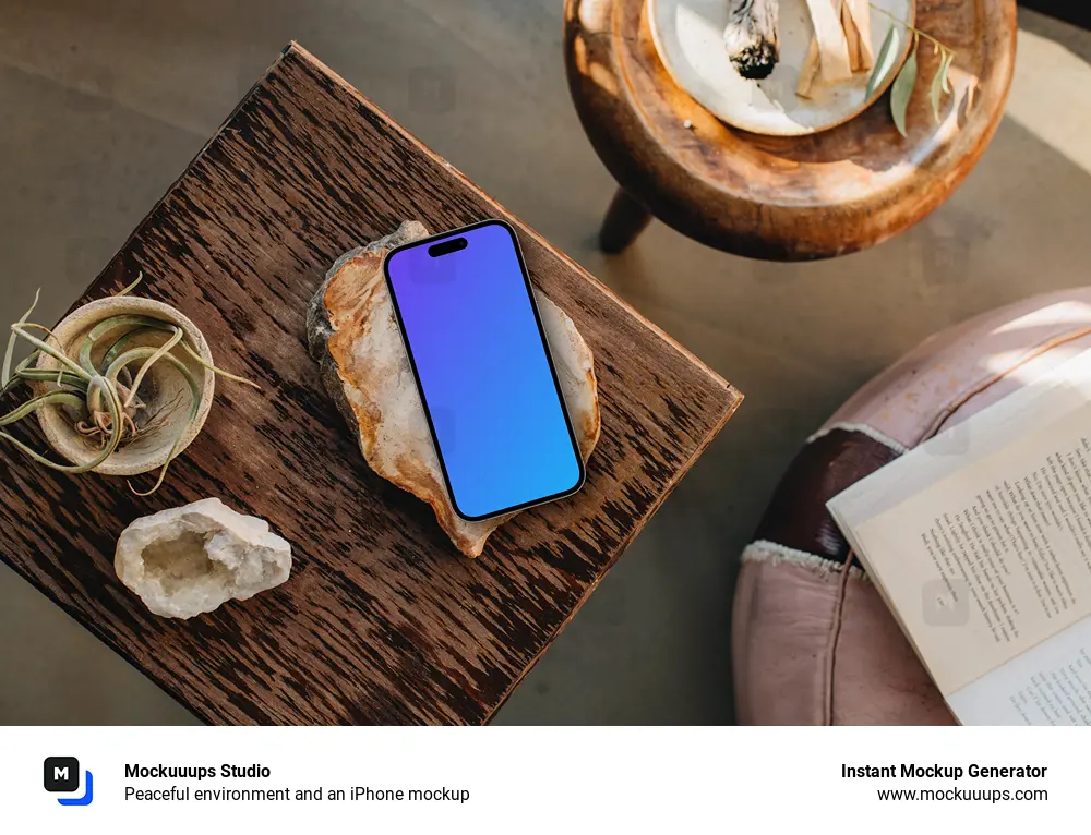 Peaceful environment and an iPhone mockup