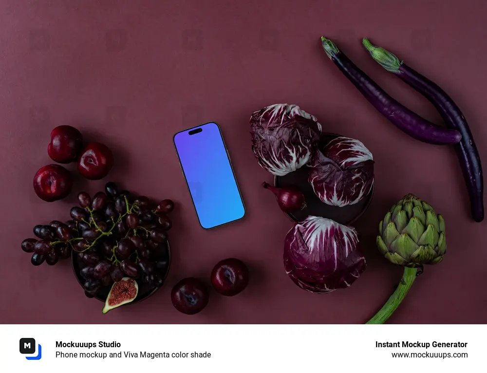 Phone mockup and Viva Magenta color shade