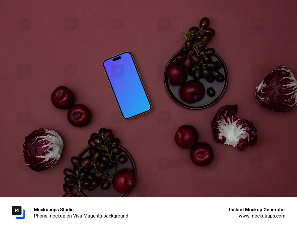 Phone mockup on Viva Magenta background