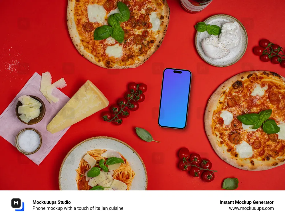 Phone mockup with a touch of Italian cuisine