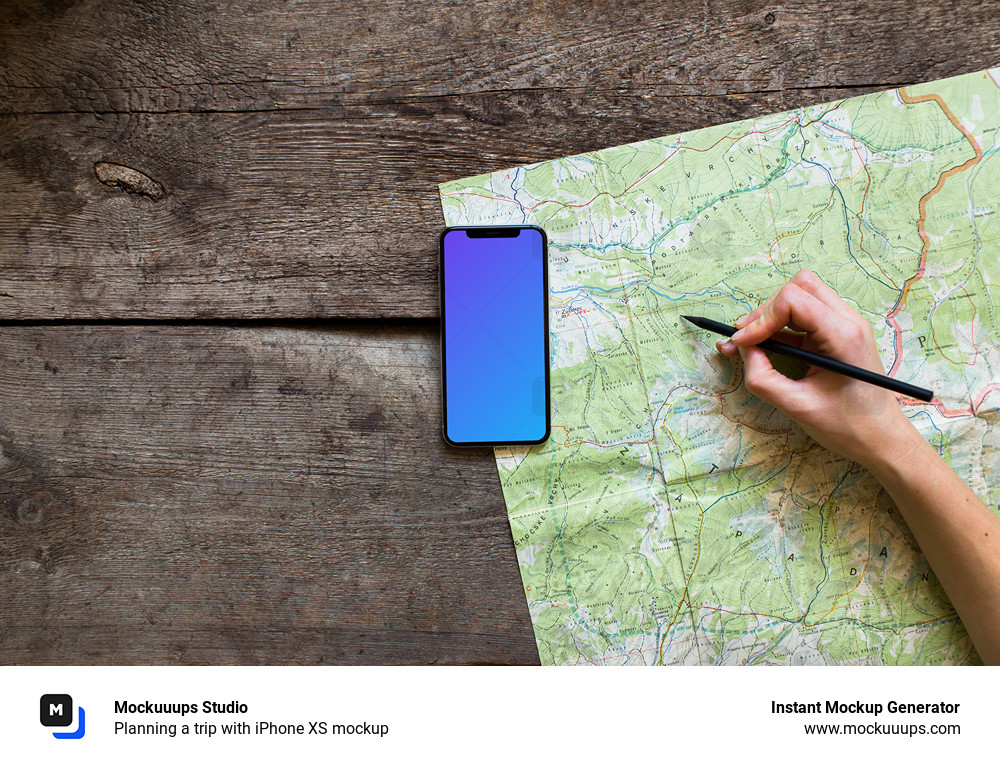 Planning a trip with iPhone XS mockup