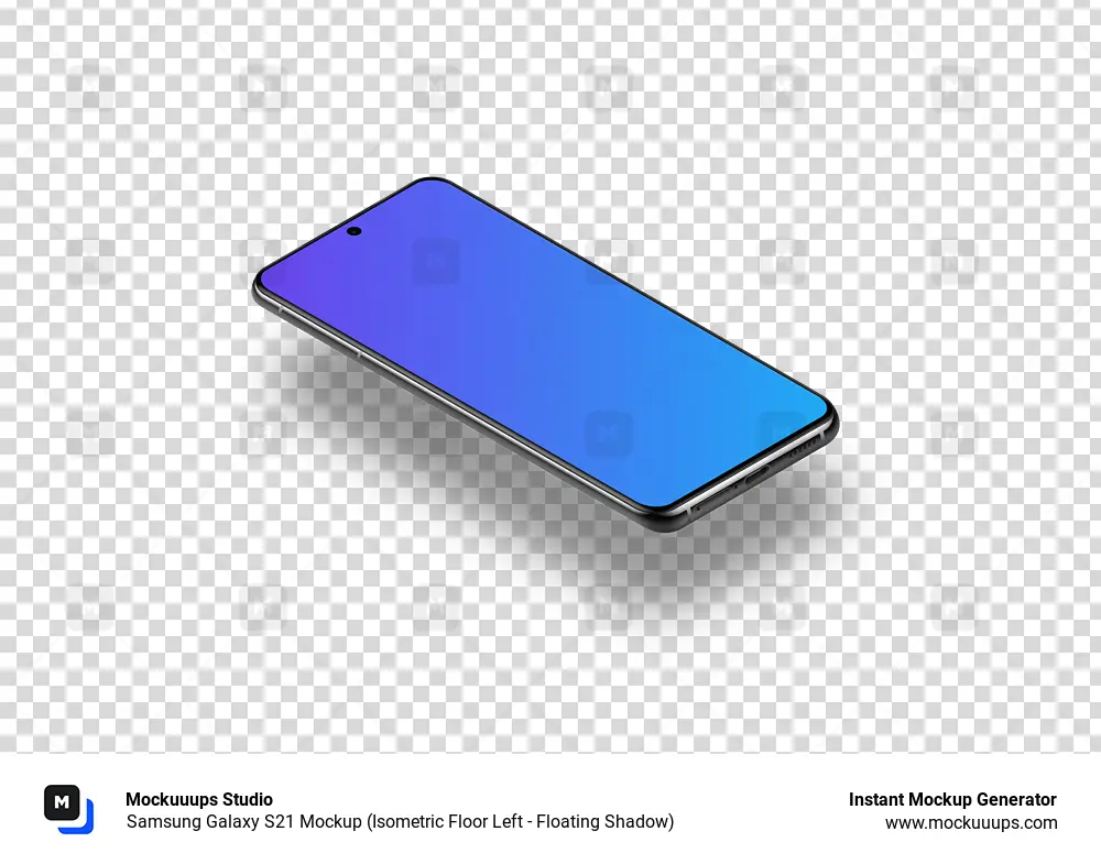 Samsung Galaxy S21 Mockup (Isometric Floor Left - Floating Shadow)