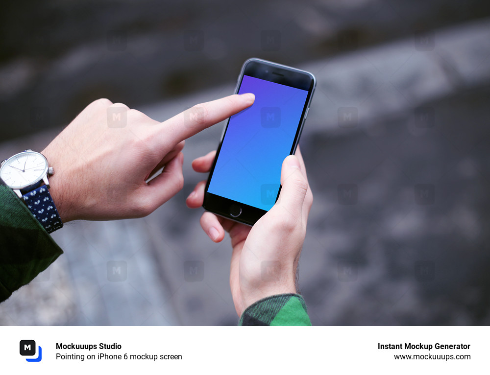 Pointing on iPhone 6 mockup screen