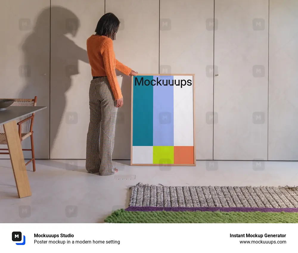 Poster mockup in a modern home setting