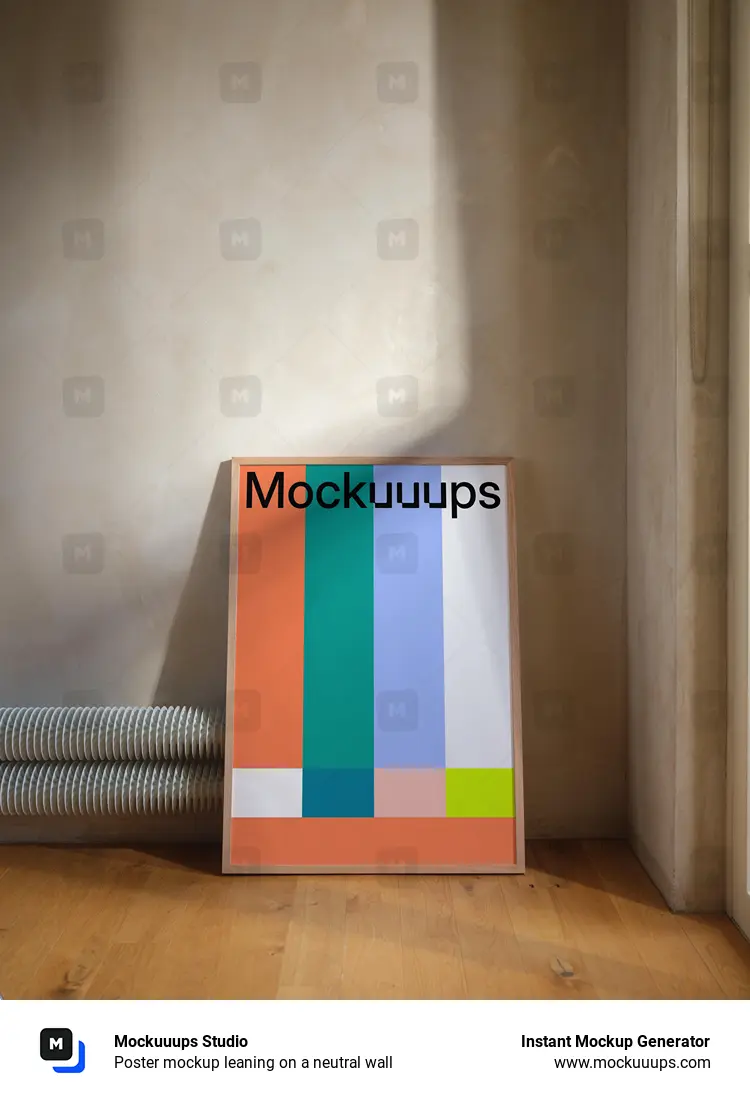 Poster mockup leaning on a neutral wall