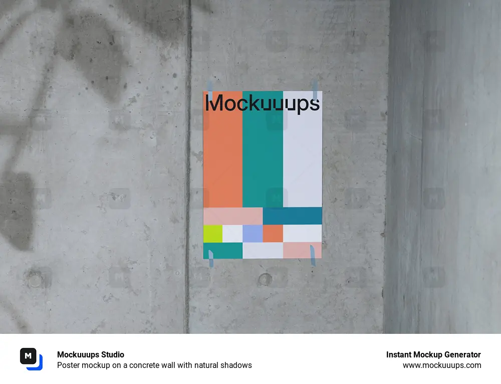 Poster mockup on a concrete wall with natural shadows