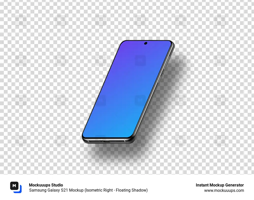 Samsung Galaxy S21 Mockup (Isometric Right - Floating Shadow)
