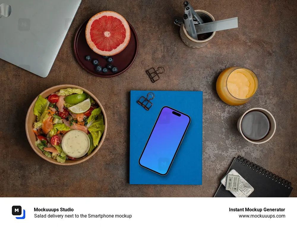 Salad delivery next to the Smartphone mockup