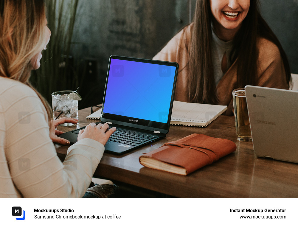 Samsung Chromebook mockup at coffee