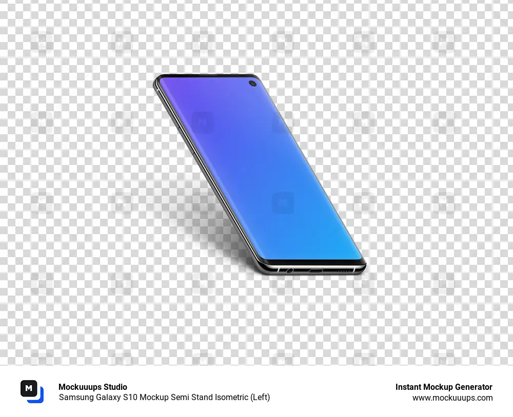 Samsung Galaxy S10 Mockup Semi Stand Isometric (Left)