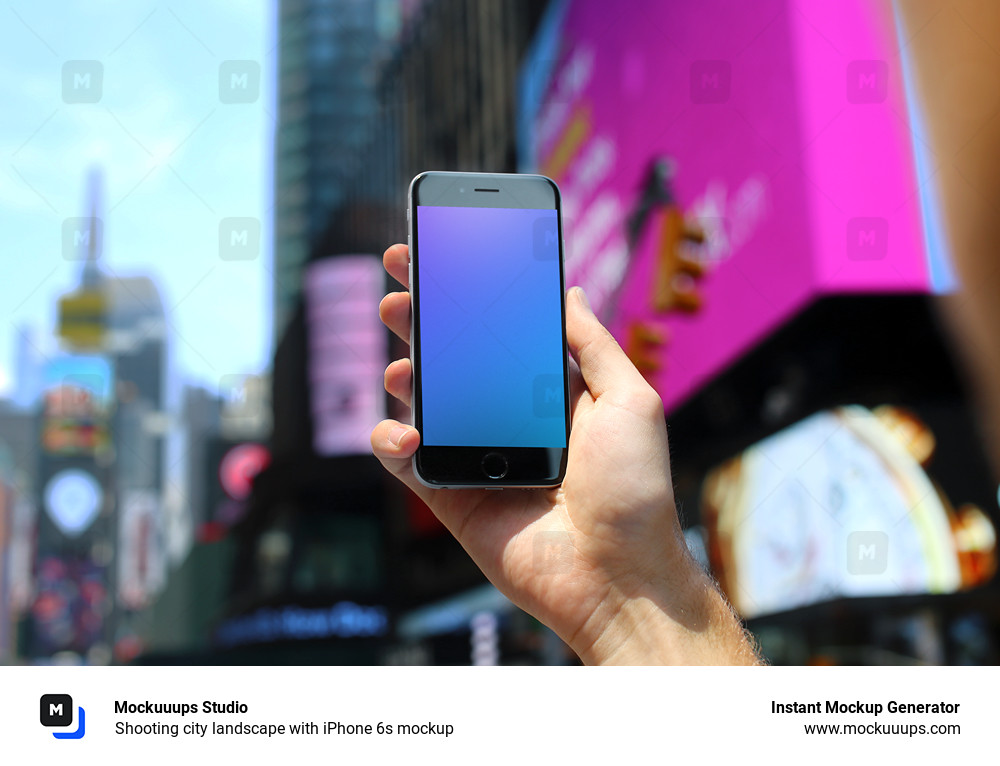 Shooting city landscape with iPhone 6s mockup