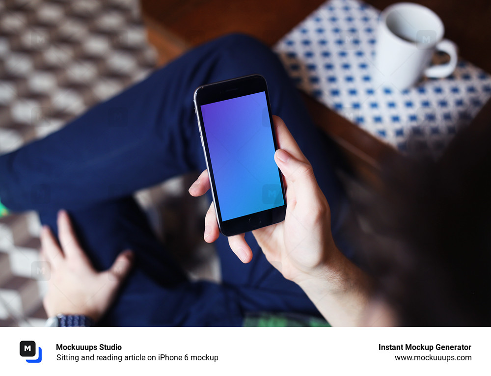 Sitting and reading article on iPhone 6 mockup