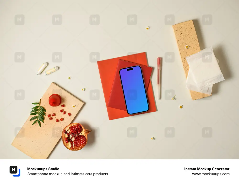 Smartphone mockup and intimate care products