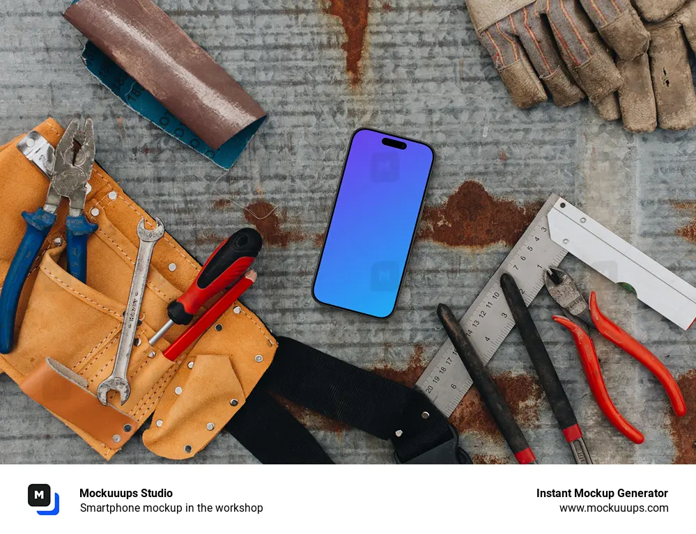 Smartphone mockup in the workshop