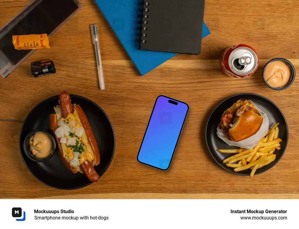 Smartphone mockup with hot-dogs