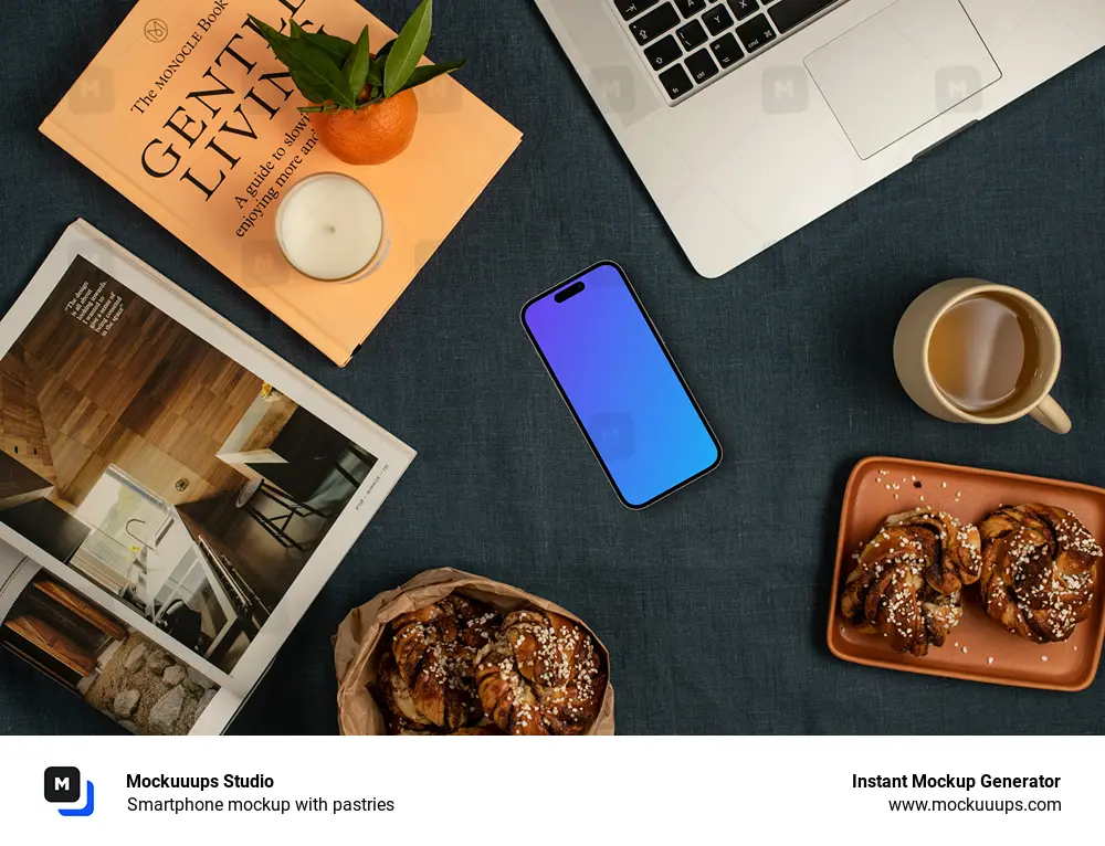 Smartphone mockup with pastries