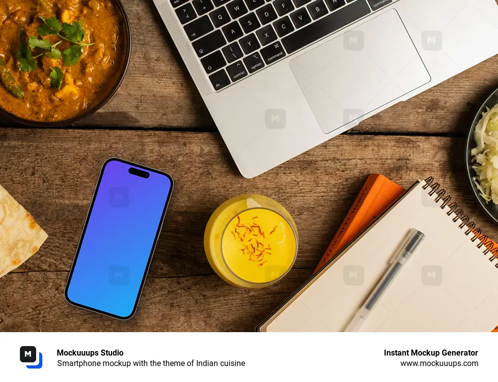 Smartphone mockup with the theme of Indian cuisine 