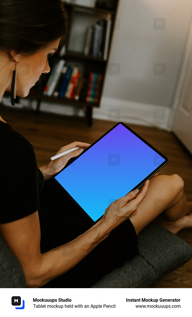 Tablet mockup held with an Apple Pencil