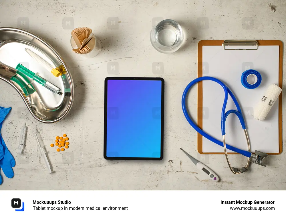 Tablet mockup in modern medical environment