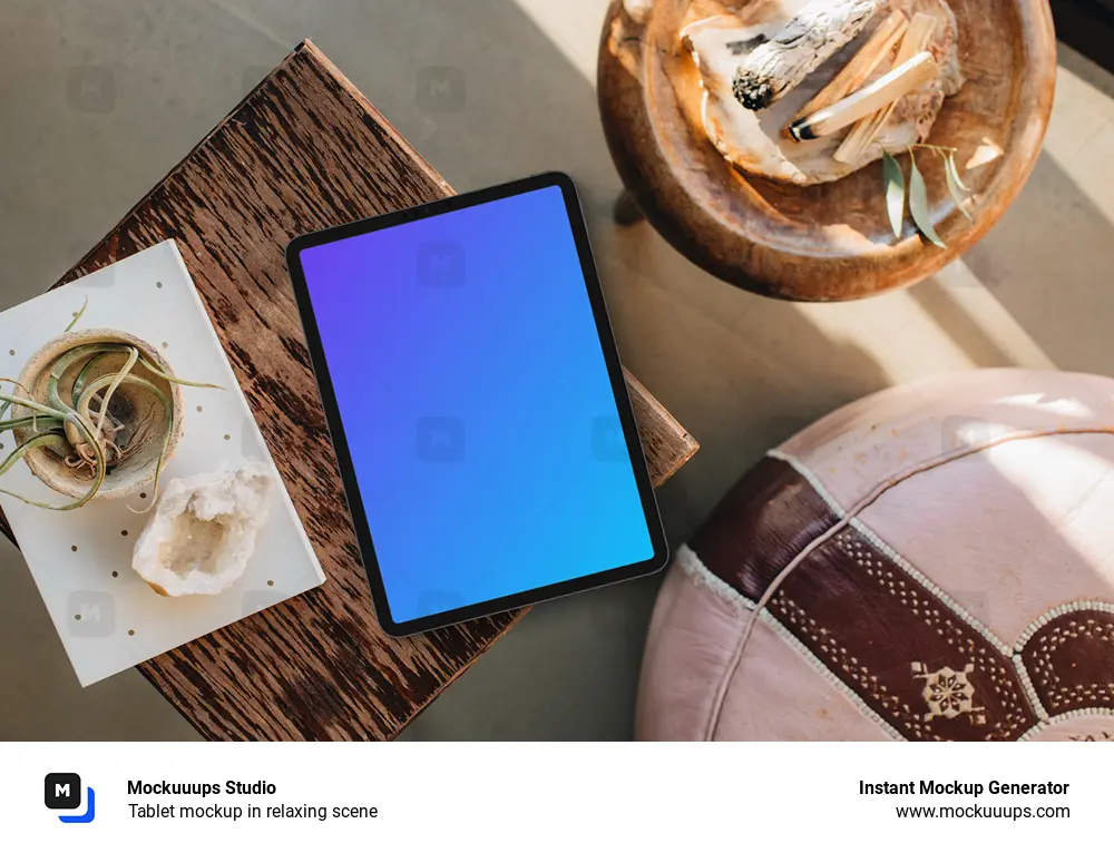 Tablet mockup in relaxing scene