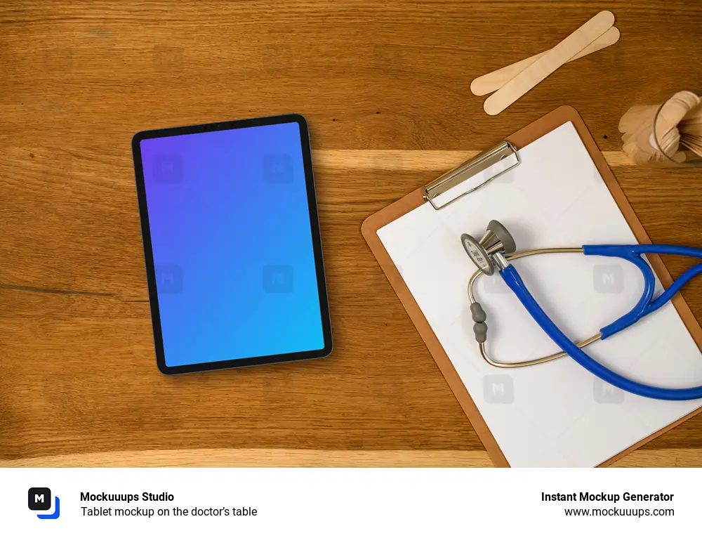 Tablet mockup on the doctor’s table