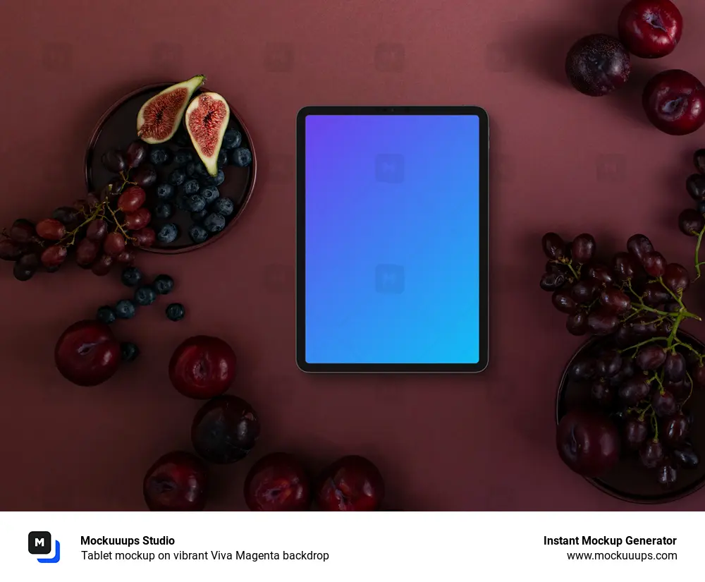Tablet mockup on vibrant Viva Magenta backdrop