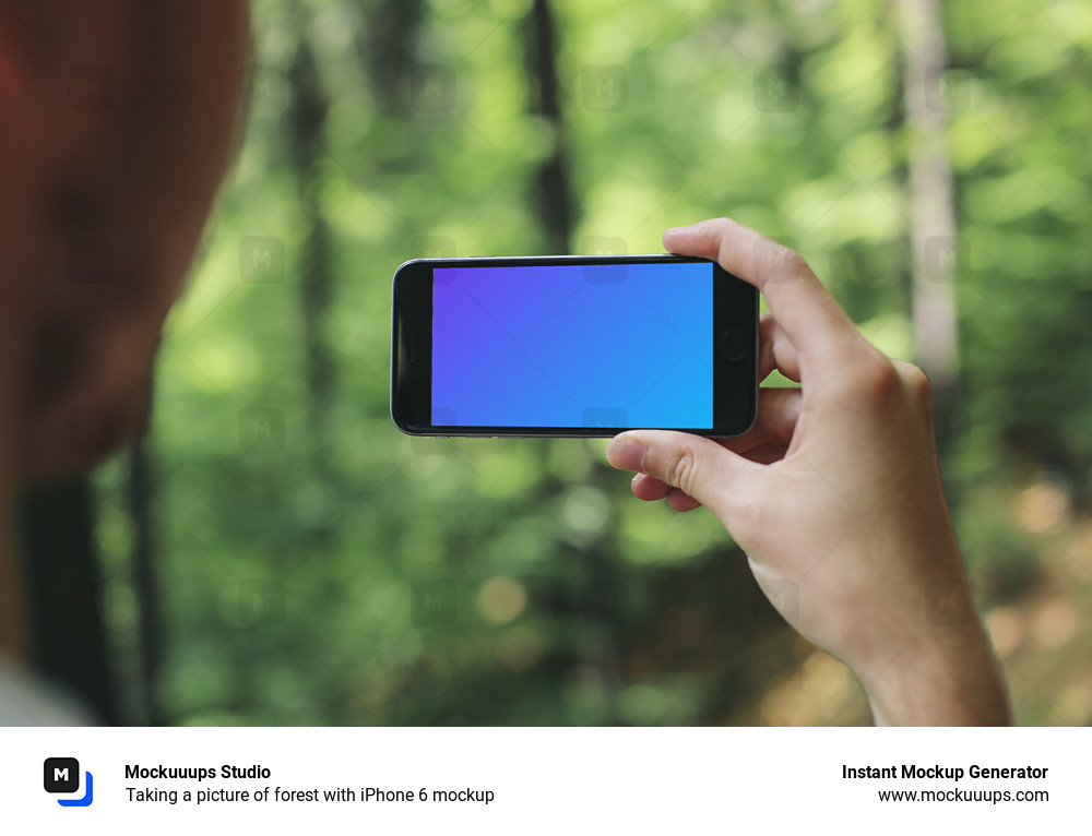Taking a picture of forest with iPhone 6 mockup