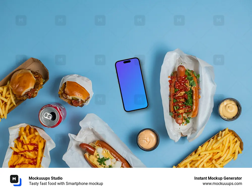 Tasty fast food with Smartphone mockup