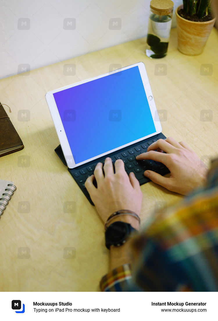 Typing on iPad Pro mockup with keyboard