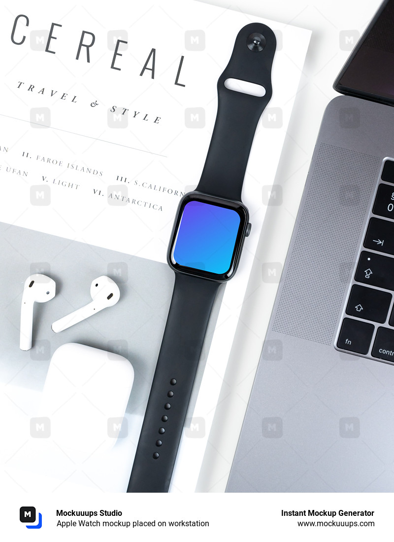 Apple Watch mockup placed on workstation