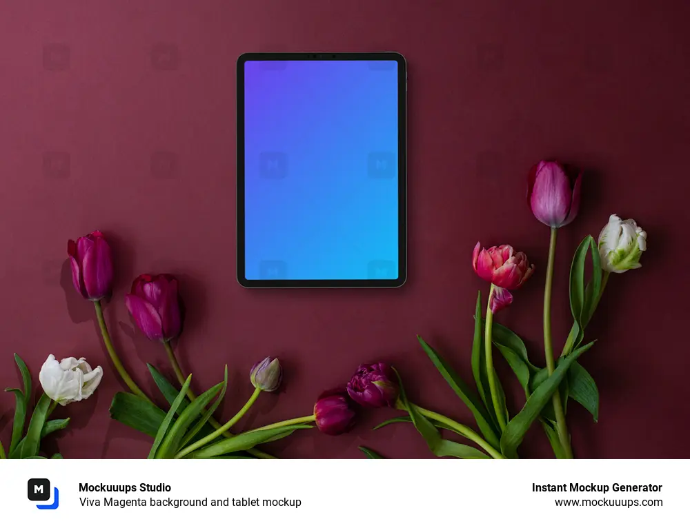 Viva Magenta background and tablet mockup