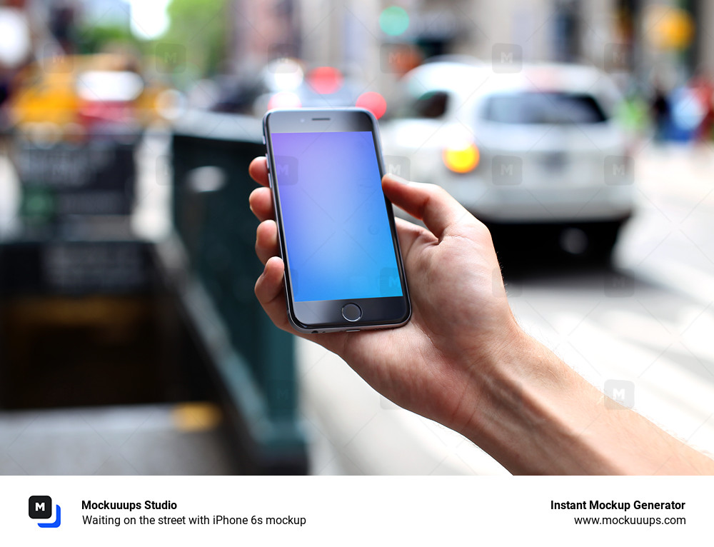 Waiting on the street with iPhone 6s mockup